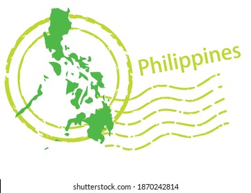 Postmark of import , export business image, postmark icon, illustration and map of Philippines, vector data
