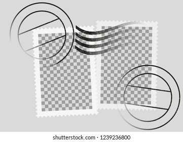 postmarked postage stamps template with date stamp vector illustration
