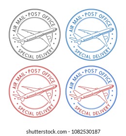 Postmarks. Special delivery. Colored set. Vector illustration isolated on white background