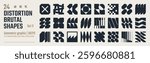 Postmodern abstract geometric graphic elements, Refraction and distortion glass effect various form, Brutalist vector shapes, trendy retro design symbols in Y2K aesthetics, vintage stickers, set 11