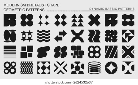 Elementos gráficos geométricos abstractos posmodernos, Refracción y distorsión de efecto de vidrio de varias formas, Formas de Vector brutalista, símbolos de diseño retro de moda en estética Y2K, pegatinas vintage