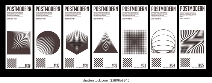 Postmodern brutalist poster, artworks design with bold typography and brutal vector pattern with abstract geometric shapes. Great for branding, presentation, ticket, website header, web banner