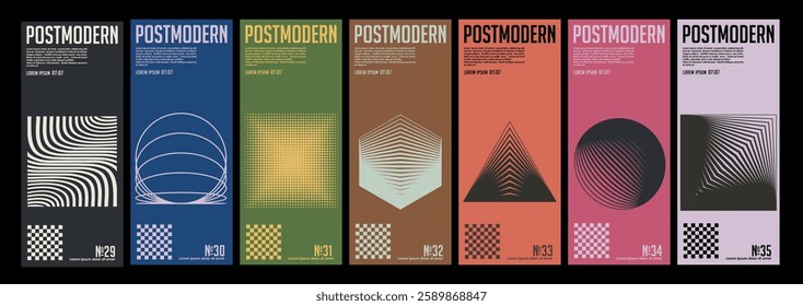 Postmodern brutalist poster, artworks design with bold typography and brutal vector pattern with abstract geometric shapes. Great for branding, presentation, ticket, website header, web banner