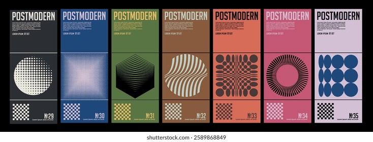 Postmodern brutalist poster, artworks design with bold typography and brutal vector pattern with abstract geometric shapes. Great for branding, presentation, ticket, website header, web banner