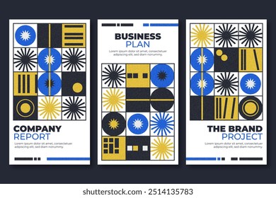 Postmodern business cover collection with geometrical shapes vector design in eps 10