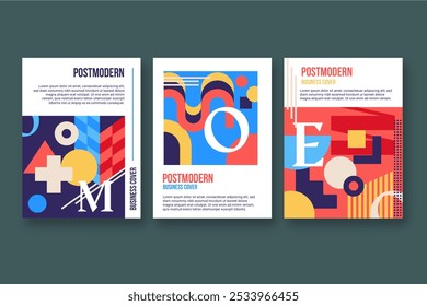 Projeto de vetor de coleção de capa de negócios pós-moderno em eps 10