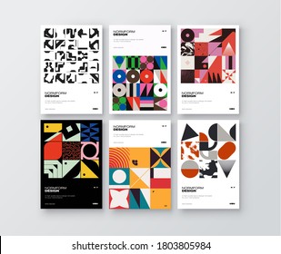 Diseño de colección posmoderna de simulación de portada vectorial de tamaño A4 creado en estilo modernista y brutalismo minimalista, útil para el arte de afiches, portada de revista, impresión decorativa, arte de banner web.