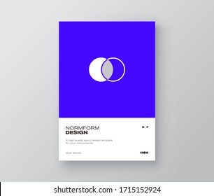 Postmodern graphic design of A4 size vector cover mockup created in modernism and minimalistic brutalism style, useful for poster art, magazine front page, decorative print, web banner artwork.