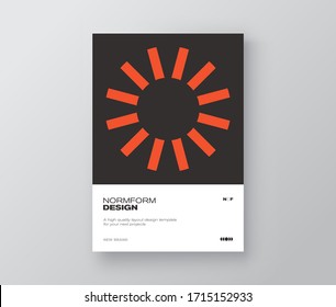 Postmodern graphic design of A4 size vector cover mockup created in modernism and minimalistic brutalism style, useful for poster art, magazine front page, decorative print, web banner artwork.