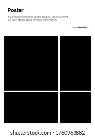 Postmodern graphic design of A4 size vector cover mockup created in modernism and minimalistic brutalism style, useful for poster art, magazine front page, decorative print, web banner artwork.