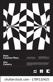 Postmodern graphic design of A4 size vector cover mockup created in modernism and minimalistic brutalism style, useful for poster art, magazine front page, decorative print, web banner artwork.