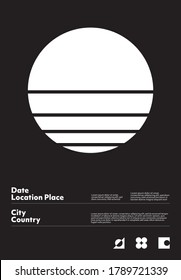 Postmodern graphic design of A4 size vector cover mockup created in modernism and minimalistic brutalism style, useful for poster art, magazine front page, decorative print, web banner artwork.
