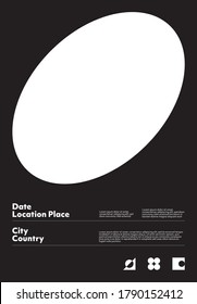 Postmodern graphic design of A4 size vector cover mockup created in modernism and minimalistic brutalism style, useful for poster art, magazine front page, decorative print, web banner artwork.