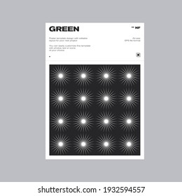 Postmodern graphic design of A4 size vector cover mockup created in modernism and minimalistic brutalism style, useful for poster art, magazine front page, decorative print, web banner artwork.