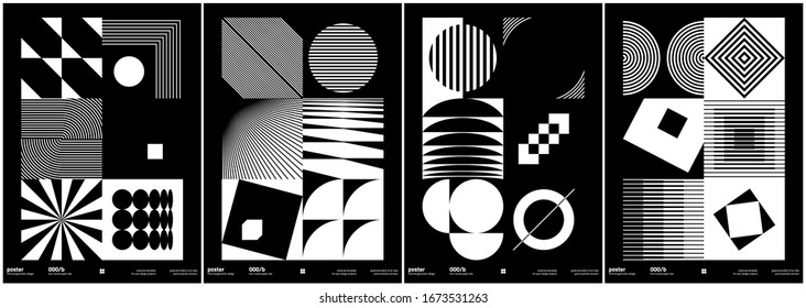 Postmodern graphic design of B0 size vector cover mockup set created in modernism and minimalistic brutalism style, useful for poster art, magazine front page, print, web banner artwork.