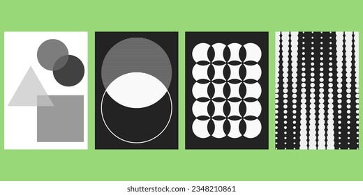 Postmodern Graphic Design Posters Set. Collection of Abstract Geometric Placards Vector Design. 