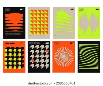 Posters de diseño gráfico posmoderno. Colección de diseño de vectores de placas geométricas abstractas. Bauhaus Diseño Texturas Retro Forma.