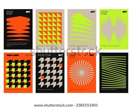 Postmodern Graphic Design Posters Set. Collection of Abstract Geometric Placards Vector Design. Bauhaus Design Retro Shape Textures.