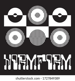 Postmoderne grafische Gestaltung von quadratischen Vektordeckenmockup erstellt in modernistischem und minimalistischem Brutalismus Stil, nützlich für Poster-Kunst, Zeitschriftenvorderseite, dekorativen Druck, Web-Banner-Kunstwerke.