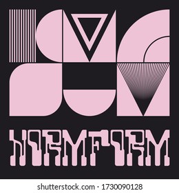 Postmodern graphic design of square size vector cover mockup created in modernism and minimalistic brutalism style, useful for poster art, magazine front page, decorative print, web banner artwork.