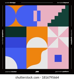 Postmodern graphic design of square size vector cover mockup created in modernism and minimalistic brutalism style, useful for poster art, magazine front page, decorative print, web banner artwork.