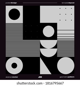 Postmodern graphic design of square size vector cover mockup created in modernism and minimalistic brutalism style, useful for poster art, magazine front page, decorative print, web banner artwork.