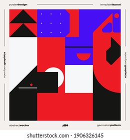 Postmodern graphic design of square size vector cover mockup created in modernism and minimalistic brutalism style, useful for poster art, magazine front page, decorative print, web banner artwork.