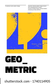 Postmodern Vector Poster Mockup With Textures. Template created in modernism and minimalistic brutalism style, useful for magazine front page, decorative print, web banner artwork.
