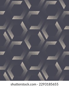 Postmodernism Seamless Pattern Stippled Hexagons Vector stylish Abstract Background. Continuous Post Modernism Geometric Hexagonal Structure Pale Grey Wallpaper. Half Tone Art Endless Abstraction