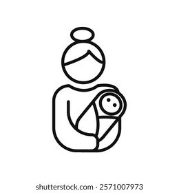 Postnatal care icon flat line symbol set.