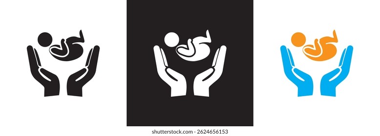 Postnatal care icon . mother and children icon. Vector for websites, mobile interfaces, presentations, banner, visual branding etc. Vector illustration. isolated on white and black background. EPS 10 