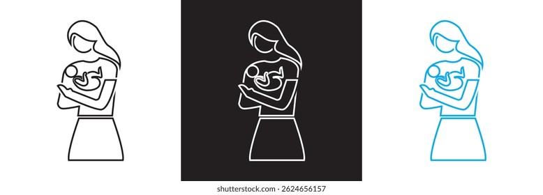 Ícone de cuidados pós-natais . ícone mãe e filhos. Vetor para sites, interfaces móveis, apresentações, banner, marca visual etc. Ilustração vetorial. isolada no plano de fundo branco e preto. EPS 10 