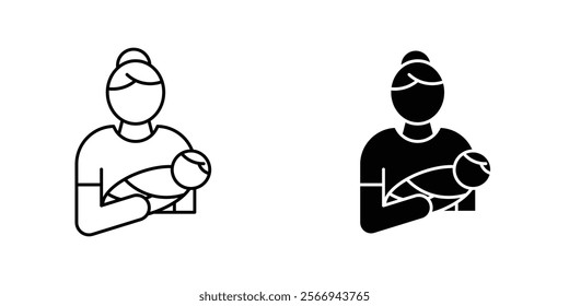 Postnatal care icons. black and white vector set.