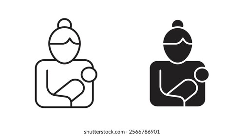 Postnatal care vector line icon illustration