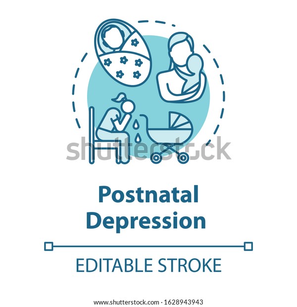 Postnatal Depression Concept Icon Postpartum Depression Stock Vector ...