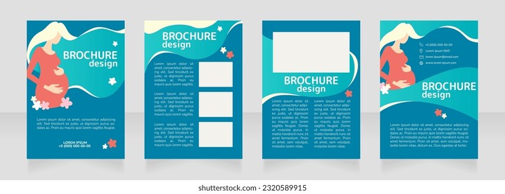 Postpartum depression blank brochure design. Template set with copy space for text. Premade corporate reports collection. Editable 4 paper pages. Rounded Mplus 1c Bold, Nunito Light fonts used