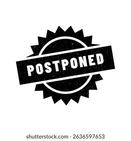 Postponed grunge rubber stamp on white background.