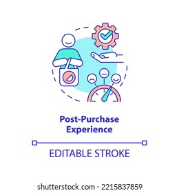 Post-purchase experience concept icon. All-round sensory communication abstract idea thin line illustration. Satisfaction. Isolated outline drawing. Editable stroke. Arial, Myriad Pro-Bold fonts used