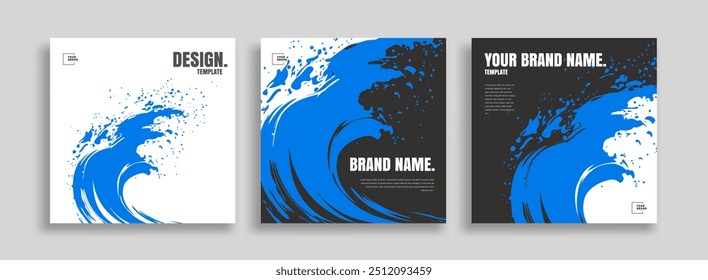 posts on social media vector illustration. Stylish graphics templates posts. dynamic abstractions typography photo. modern art paint and brush stains, fitness subjects gym. design frame post Template