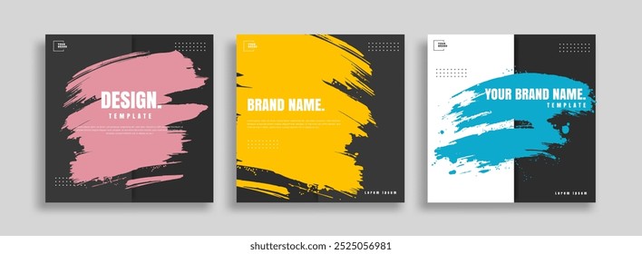 posts on social media vector illustration. Stylish graphics templates posts. dynamic abstractions typography photo. modern art paint and brush stains, fitness subjects gym. design frame post Template