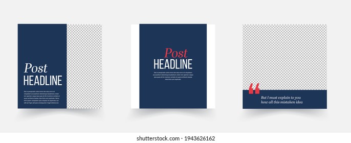 Posts for social media dark blue, square, elegance