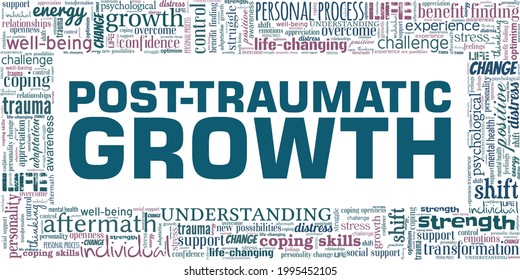 Post-Traumatic Growth vector illustration word cloud isolated on a white background.