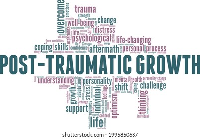 Post-Traumatic Growth vector illustration word cloud isolated on a white background.