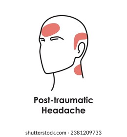 Post-traumatic Headache color icon. Vector isolated illustration. Migraine concept.