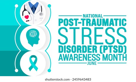 Posttraumatic Stress Disorder or PTSD Awareness Month background template. Holiday concept. use to background, banner, placard, card, and poster design template with text inscription