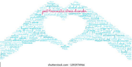 Post-Traumatic Stress Disorder Word Cloud on a white background. 