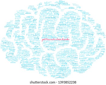 Post-Traumatic Stress Disorder Word Cloud on a white background. 