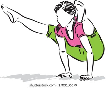 posture 4 yoga woman vector illustration