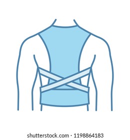 Posture corrector color icon. Back brace. Back support. Orthopedic thoracolumbar corset. Posture support brace. Kyphosis, lordosis, scoliosis treatment. Isolated vector illustration