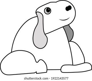 la postura de un lindo cachorro, sentado en una pose frontal